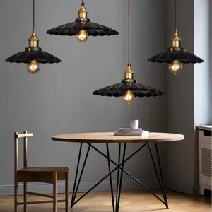 Retro Industrial Style Black Chandelier Restaurant Bar Metal Pendant Light Atmosphere Suspension Lamp