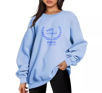 Customized women's o-neck off-shoulder sweater solid loose knitted sweater warm winter long-sleeved pullover computer knitted