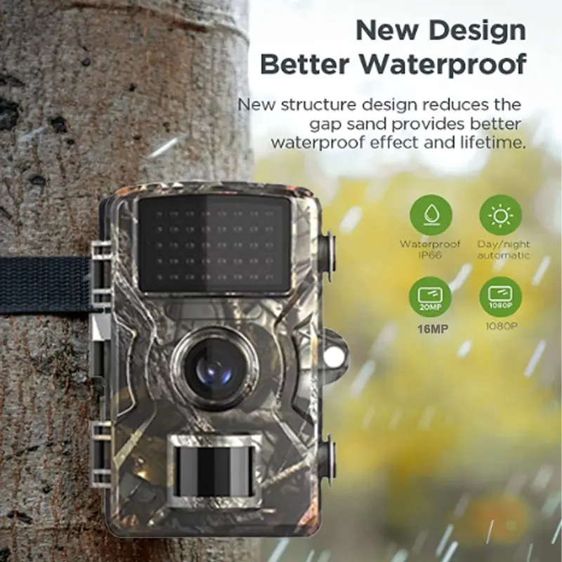 DH1 Wildlife Trail Camera Night Vision Animal Trap Camera 2.5K Trail Hunting Camera With 38pcs 940nm IR LED and IP66 Waterproof
