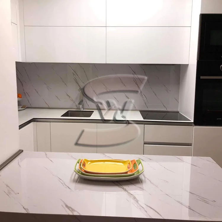 Eco-Friendly PVC Artificial Marble Sheet for Kitchen Backsplashes Heat and Stain Resistant with Custom Cutting Service