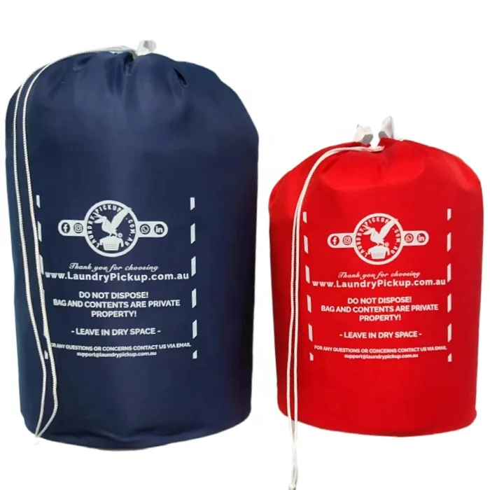 Custom Large Cotton Foldable Industrial Commercial Hotel Nylon Laundry Bags Drawstring for Clothes with logo Strap