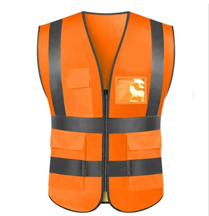 Orange Reflective Strip Running Motorcycle Mesh Fabric Reflect Safety Vest  Working Wear Safety Vest