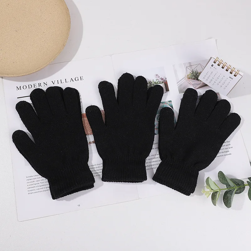Wholesale Winter Warm Gloves Simple Black Cotton Gloves Soft Touch