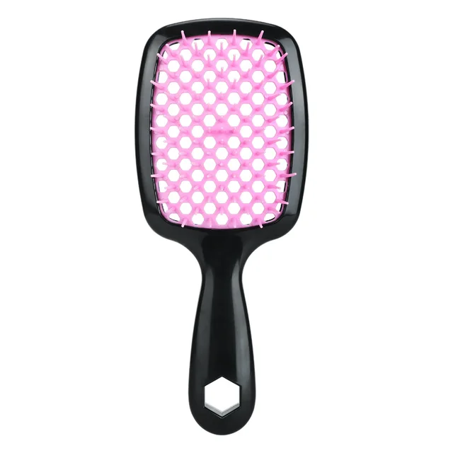 2024 Popular Custom Logo Hollow Out Small Square Unbrush Magic Vent Massage Detangle Hair Brush With Plastic Handle For Home Use