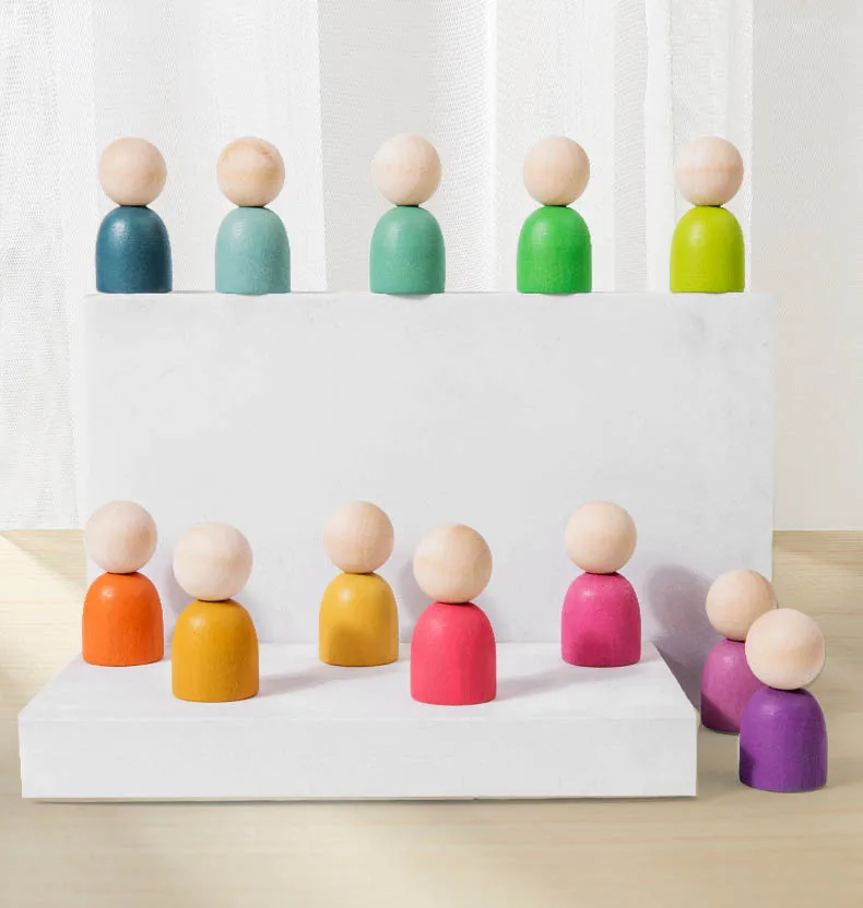 2023 New Design Logic Wooden Colorful Balls in Cups Montessori Toy Games Exercise Attention Patience for Children
