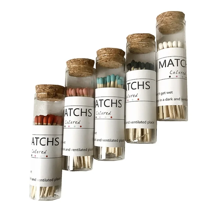Customized labels 30mm Empty Straight Mouth Matchstick Glass Bottle Matches in glass jar