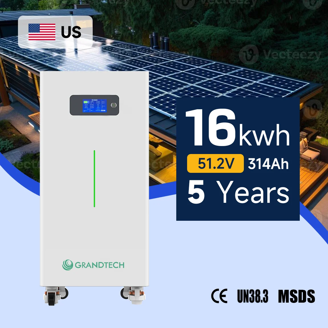 US Stock Best Lithium Ion Batteries 51.2V 314Ah 5kWh 10kWh 15KWH 16kwh Solar Lifepo4 Lithium Home Storage Energy Battery