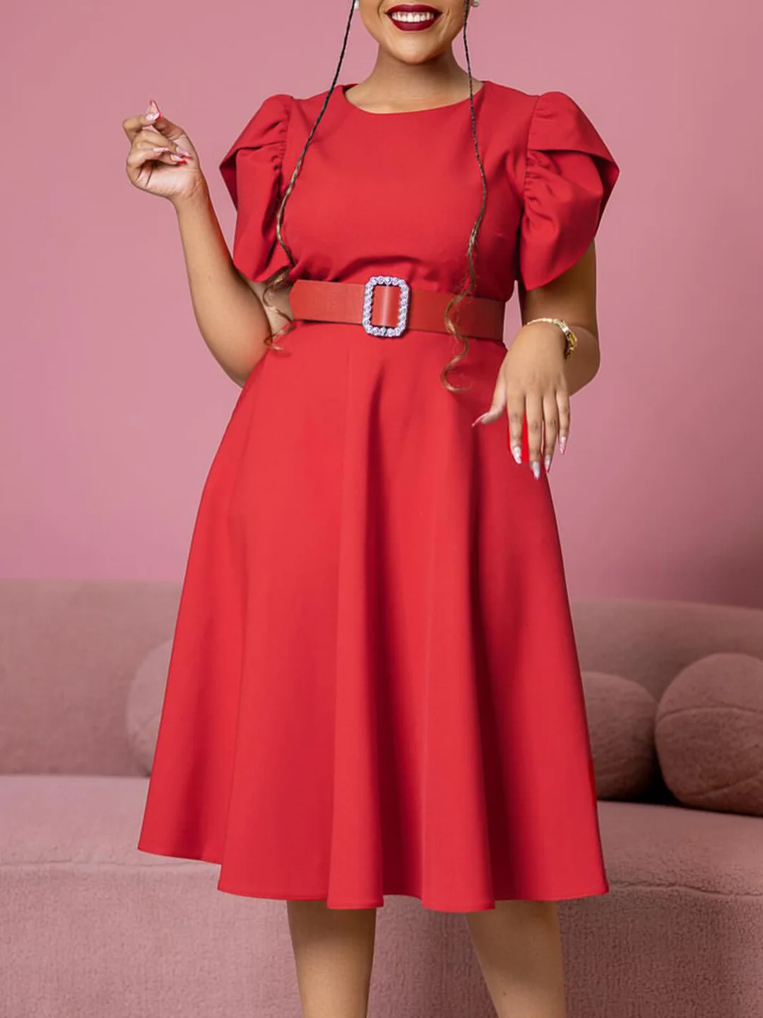 trendy office dresses Womens O Neck Short Sleeve A Line Mid Calf Office... From Kong04, $19.43 In Bulk Print Occasion Work Dresses That WORK: My