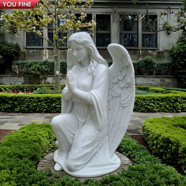 Outdoor Life Size Hand Carved Natural Stone Marble Angel Statue