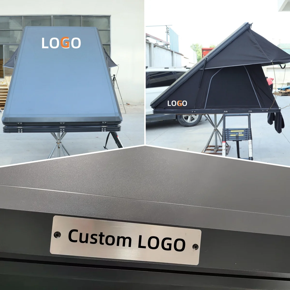 Aluminum Shell Roof Top Tent with 320g Polyester Cotton and Waterproof >3000 mm for 2-3 Person Camping