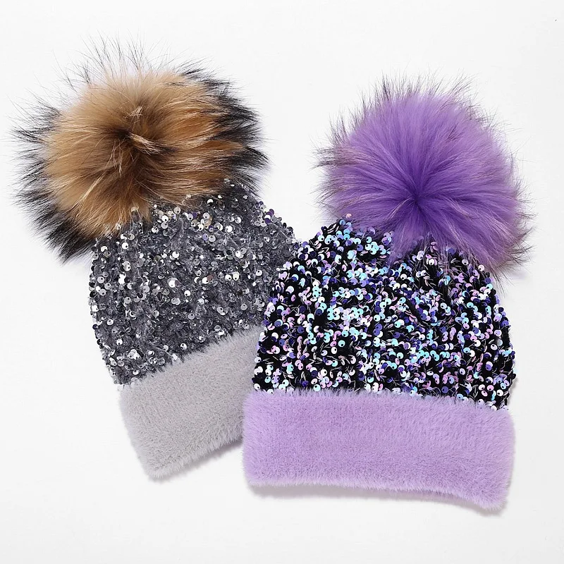 Girls Sequin Pom Pom Beanie  The Children's Place - MISTY MAUVE