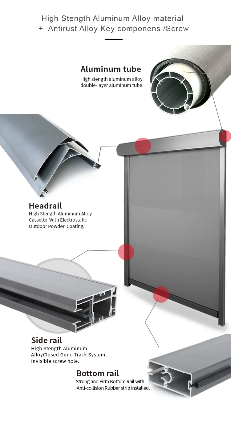 Windproof And Waterproof Outdoor Heavy Duty Roller Blinds With Patio