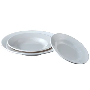 Factory wholesales unbreakable restaurant dinnerware 8 Inch white round melamine deep dish