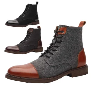 XY 6072 Men's High Top Wool Boots European and American Fashion Autumn Winter Over-the-Knee Boot with Button Closure