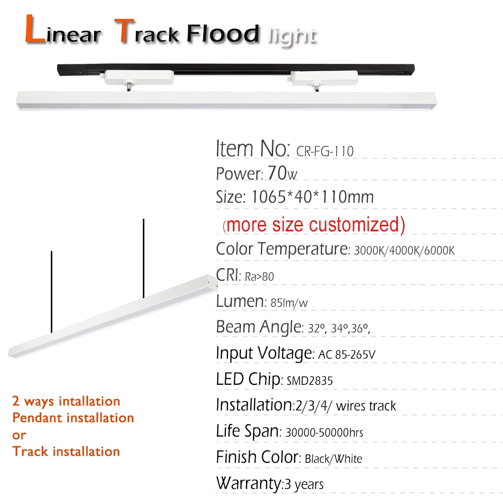 Oem Odm Supermarket Track Spotlight 6000lm 60w Indoor Modern Track ...