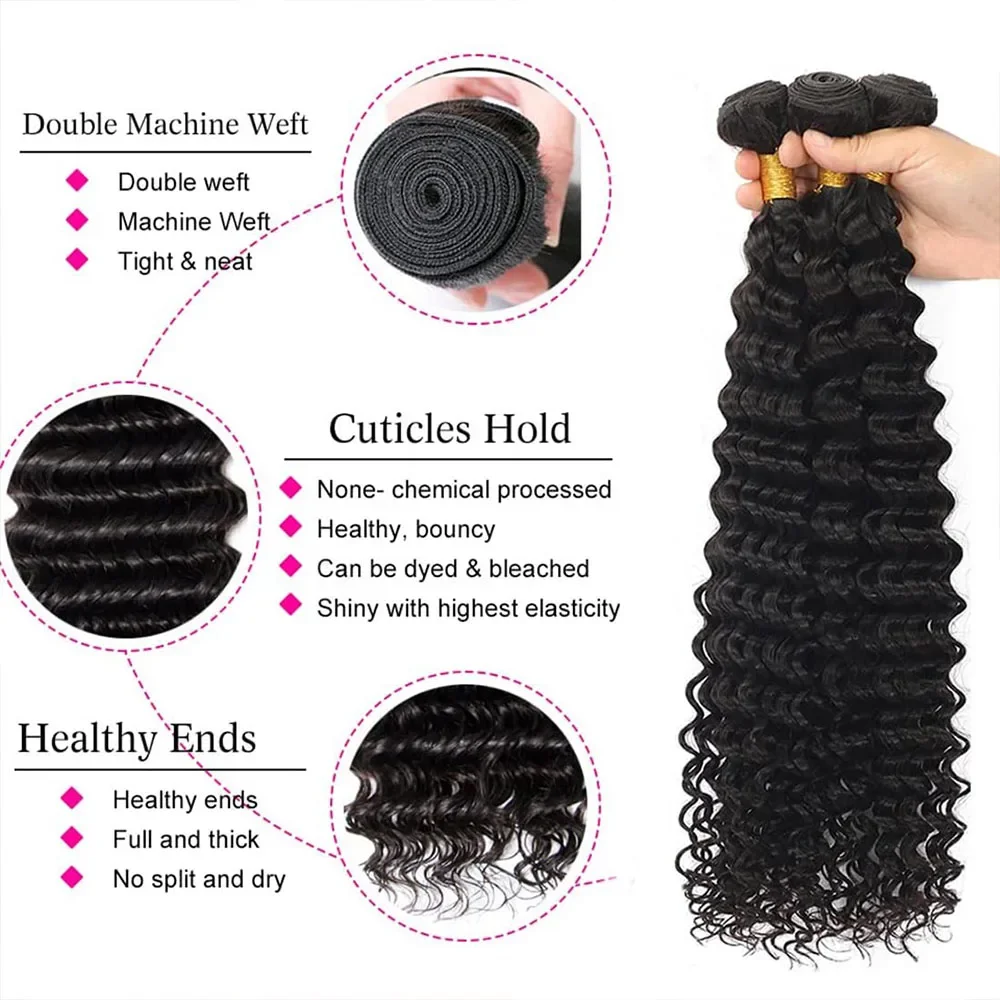 Brasiliani Remy Capelli Ondulati Profondi 30 32 Pollici Offerta Estensioni 100% Naturali_voghion.com