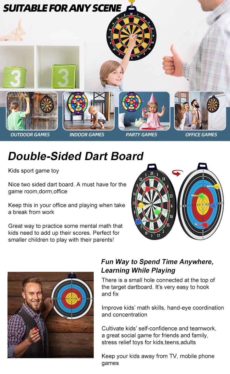 Double Sided Sublimation Dart Board Magnetic Dart Board Without Darts,Indoor/Outdoor Sport Fun Party Play Game Toys