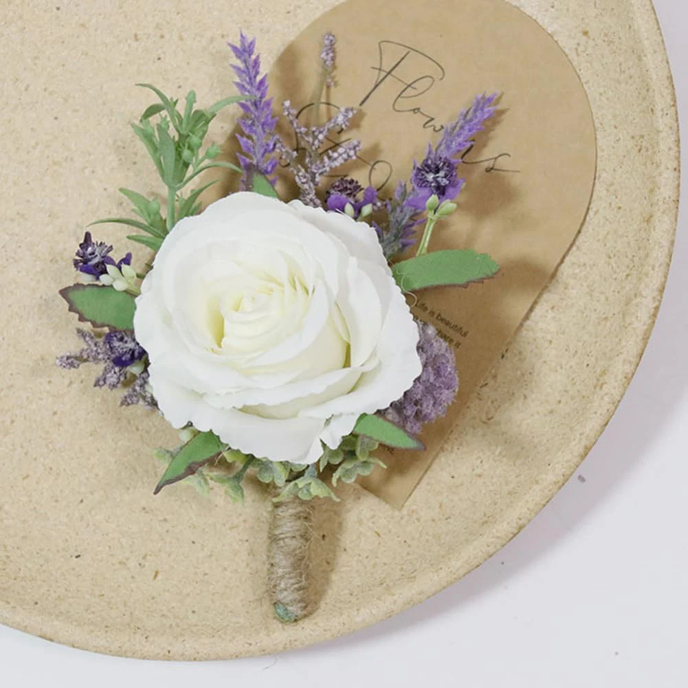 Elegant Lavender Lilac Purple Prom Silk Rose Corsage, image size:1001x1001