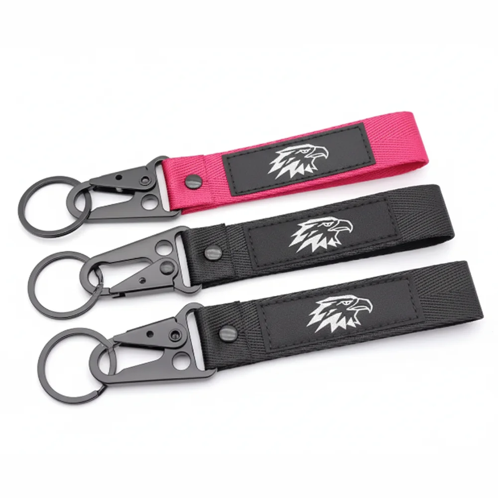 Hot Sale High Quality Custom Logo Short Lanyard Keychain Carabine Keychain Woven Printed Jet Tag With logo