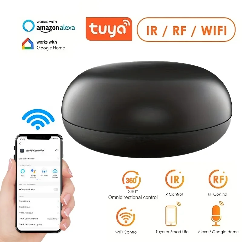 RSH WiFi Smart IR RF Remote Control Universal Learning Code for TV Air Conditioner Set-top Box Fan DVD Player Made of Plastic