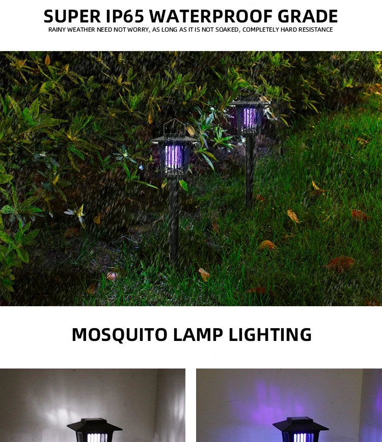 Solar Bug Zapper Outdoor garden Mosquito Fly Killer Solar LED Pathway Lights Ground Landscape Lighting for camping factory