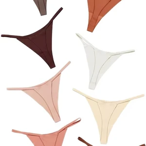 JENGS Women's Seamless Sports Thong Underwear Hot Sale Low Waist Plus Size One Piece Briefs Thin Strap Solid Ice Silk Pattern