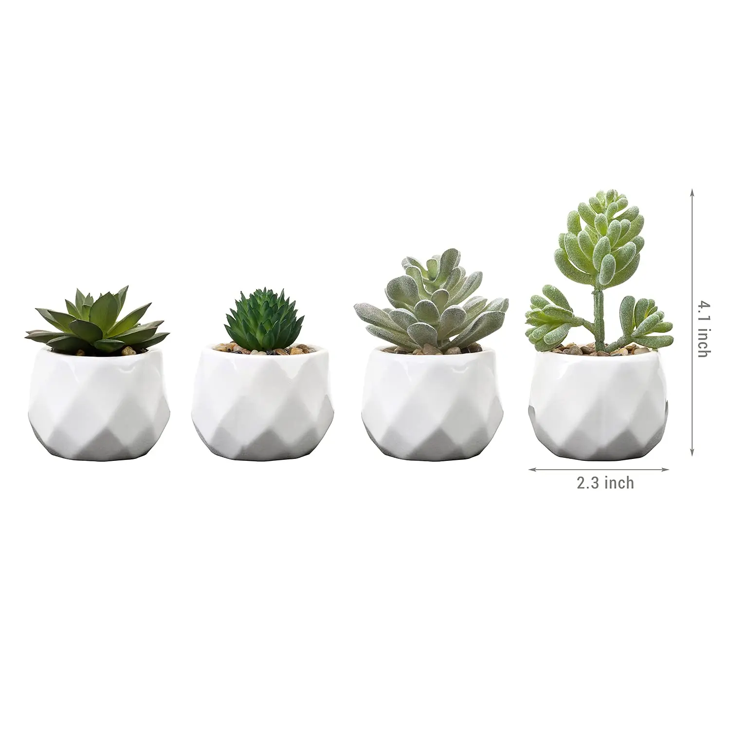 Set Of 4 Mini Assorted Artificial Succulent Fake Plants Pot Modern