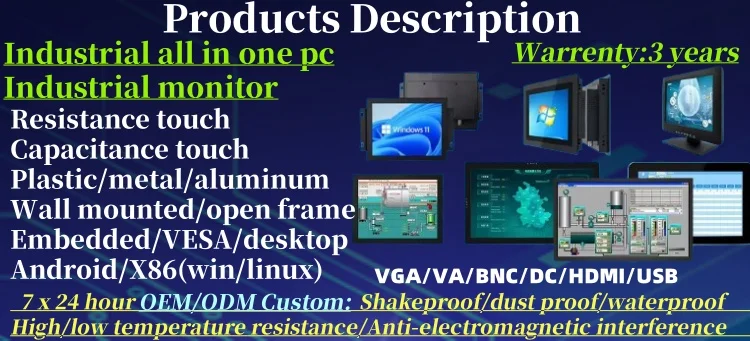 OEM ODM 18.5 Inch Industrial All-in-One Panel PC Capacitive Touch Screen RK3288 RK3399 Android Embedded IP65 All in One Tablet