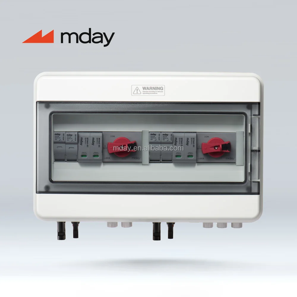 Mday 2 in 2 OUT DC1000V Solar PV Combiner Box 32A IP65 Waterproof for Solar Panel Array Systems