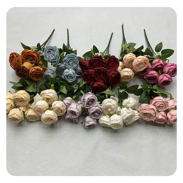 High-quality Rose Bouquet Artificial Roses 7 Heads Photography Props Silk Simulation Rose Flowers for Engagement Wedding Decor