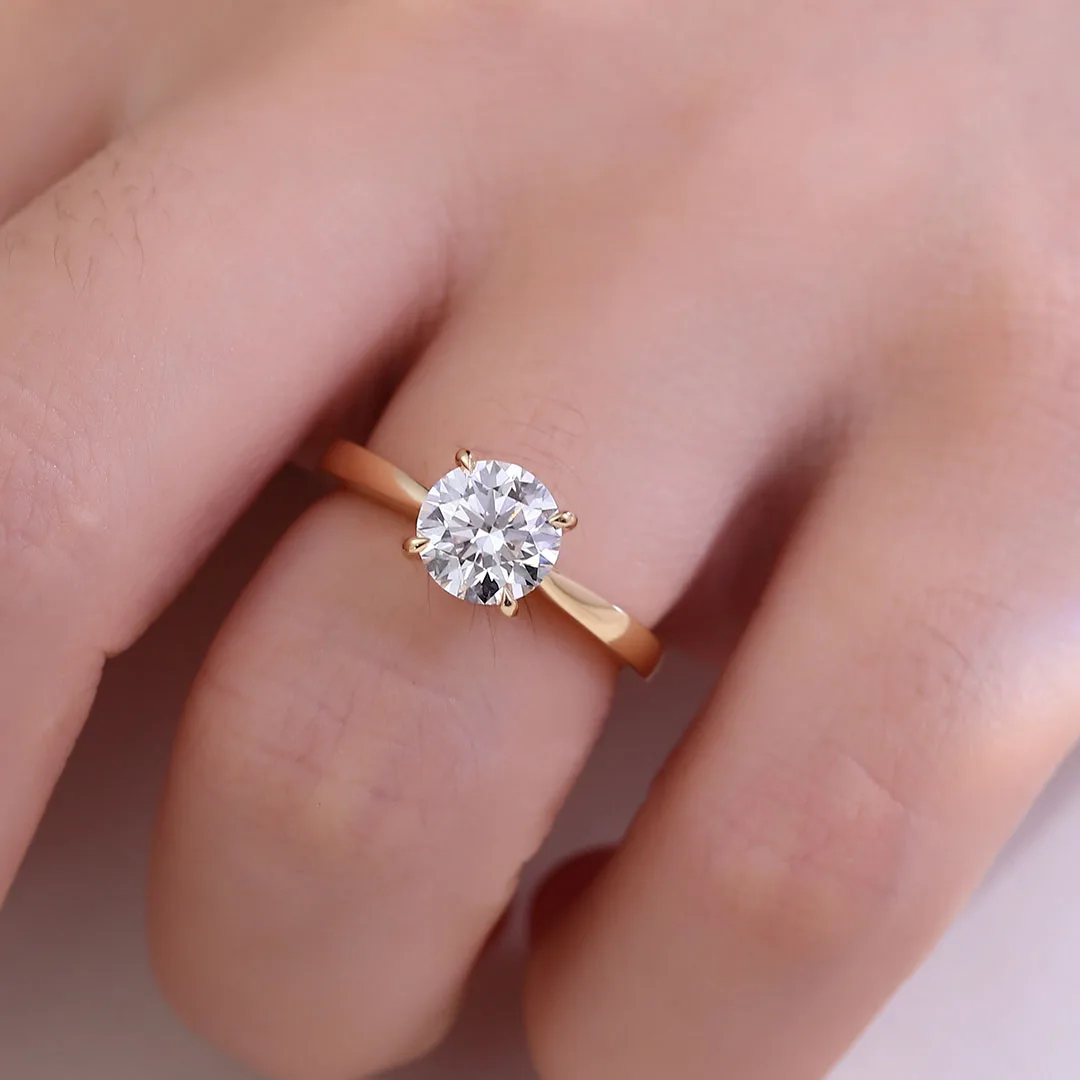 1.5 Carat Round Cut Lab Created Diamond Engagement Ring Diamond Solitaire Engagement Ring Promise Ring 14 k 18 k Gold Jewelry