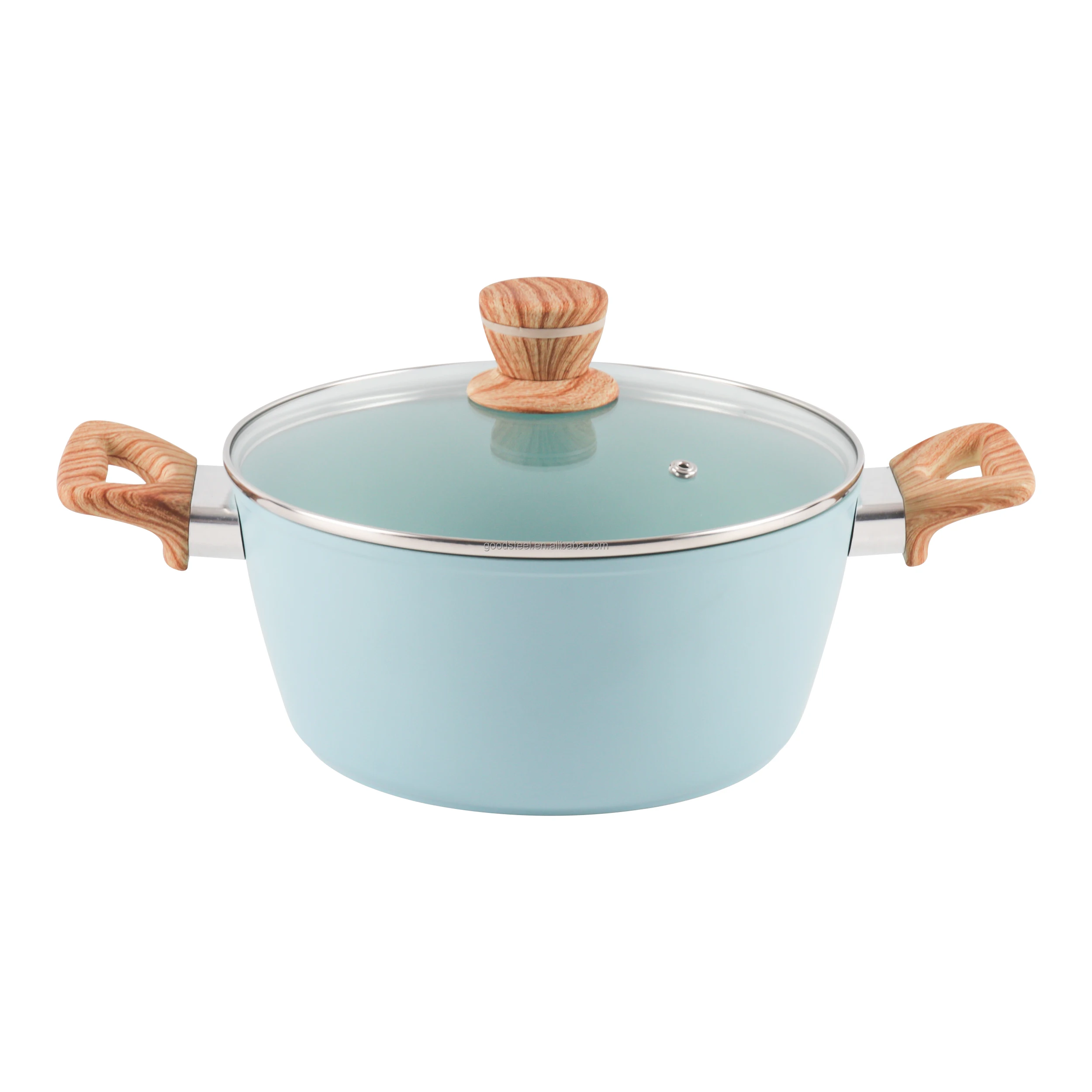 Ceramic Non-Stick Kitchen Cookware Set High Quality 11-Piece Forged Aluminum Induction Bottom Wooden Silicon Handles