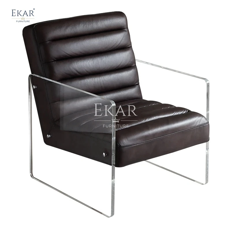 product new faux leather living room lounge chair with acrylic armrests modern chair-63