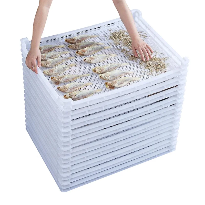 Manufacture Cheap Price Hdpe Food Grade Stackable Plastic Drying Tray for Dehydration Fruits / Vegetables Seafood /fish