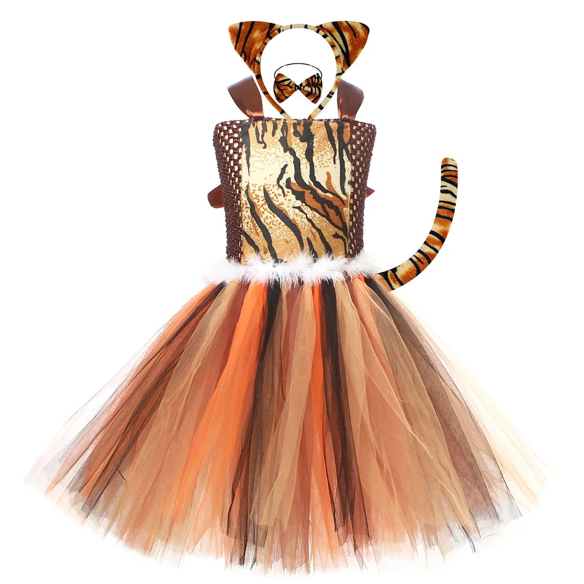 tiger dress Tiger Tutu Costume 5 Piece Set Large-5T main image 1