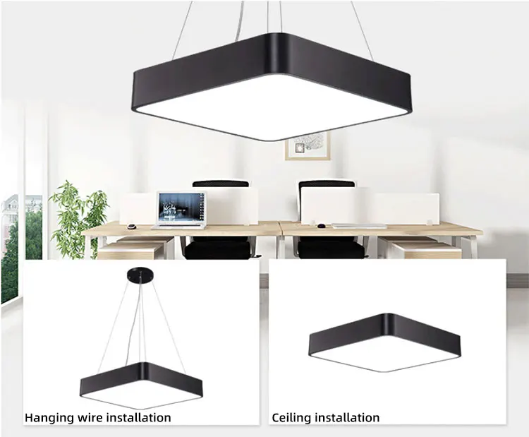 Led Modern Office Meeting Room Dimmable Black Hollow 50w Rectangular ...