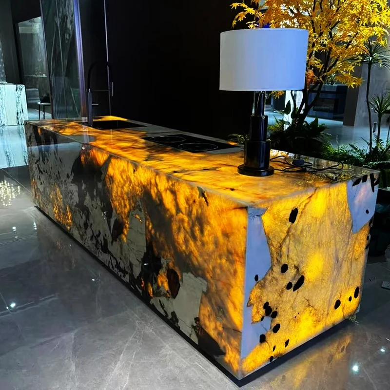 PAIA STONE Luxury Modern Brazilian Pandora Marble Kitchen Countertops, Vanity Tops & Table Tops Natural Marble Translucent