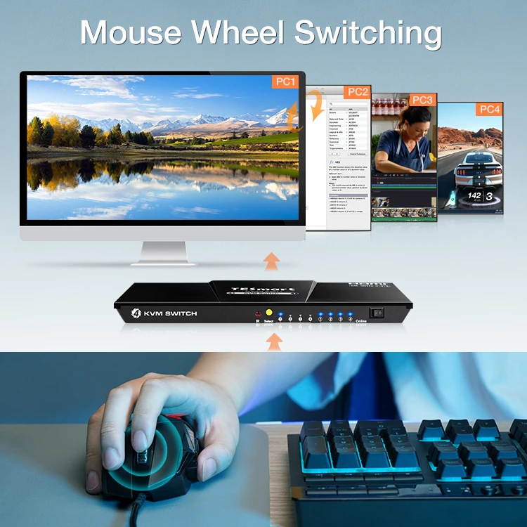Tesmart Odm Oem 4 Ports Kvm Switcher Usb 3.0 Switch Selector 4k 120hz