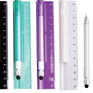 Fancy Design Ruler Pen Ruler Multi-function 3 in 1 Touch Ball Pen With Logo Printed Stylus Pen