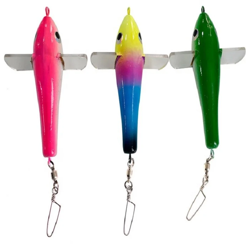 10pc 3" Fishing 3D Bulb Squid Octopus Daisy Chain Soft Lure Pink Blue Stripe AAA 
