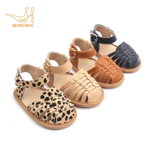 Babyhappy Professional Factory Custom Partial Rubber Sole Genuine Leather Flat Baby Girl Toddler Sandals Shoes