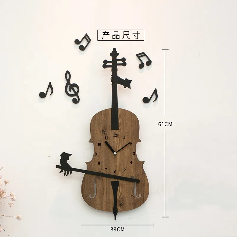 Домашние декоративные настенные часы в виде виолончели, деревянные настенные часы из МДФ, цена от производителя
