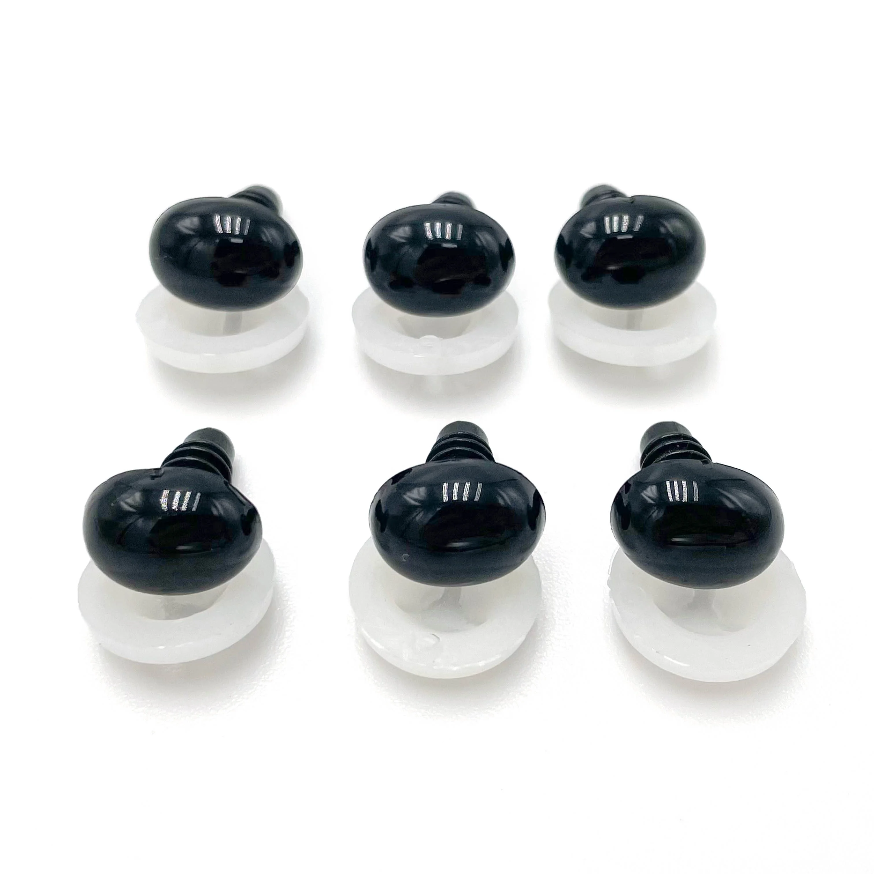 12*9 мм, черные овальные пластиковые безопасные кукольные глаза для вязания крючком, носы с ручными прессовыми шайбами