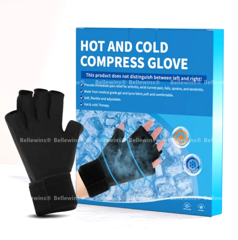 Bellewins Reusable Cold Therapy Finger Compression Hand Neuropathy Relief Ice Pack Gloves for Hand