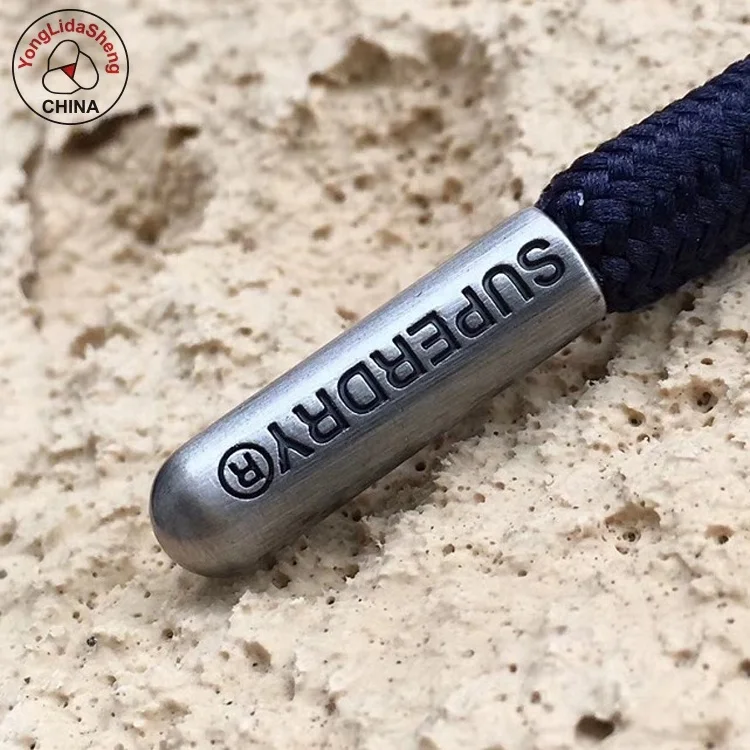Metal Aglets Custom Laser Engraved Logo Metal Screw Shoelace Tips for Sneaker Hoodies