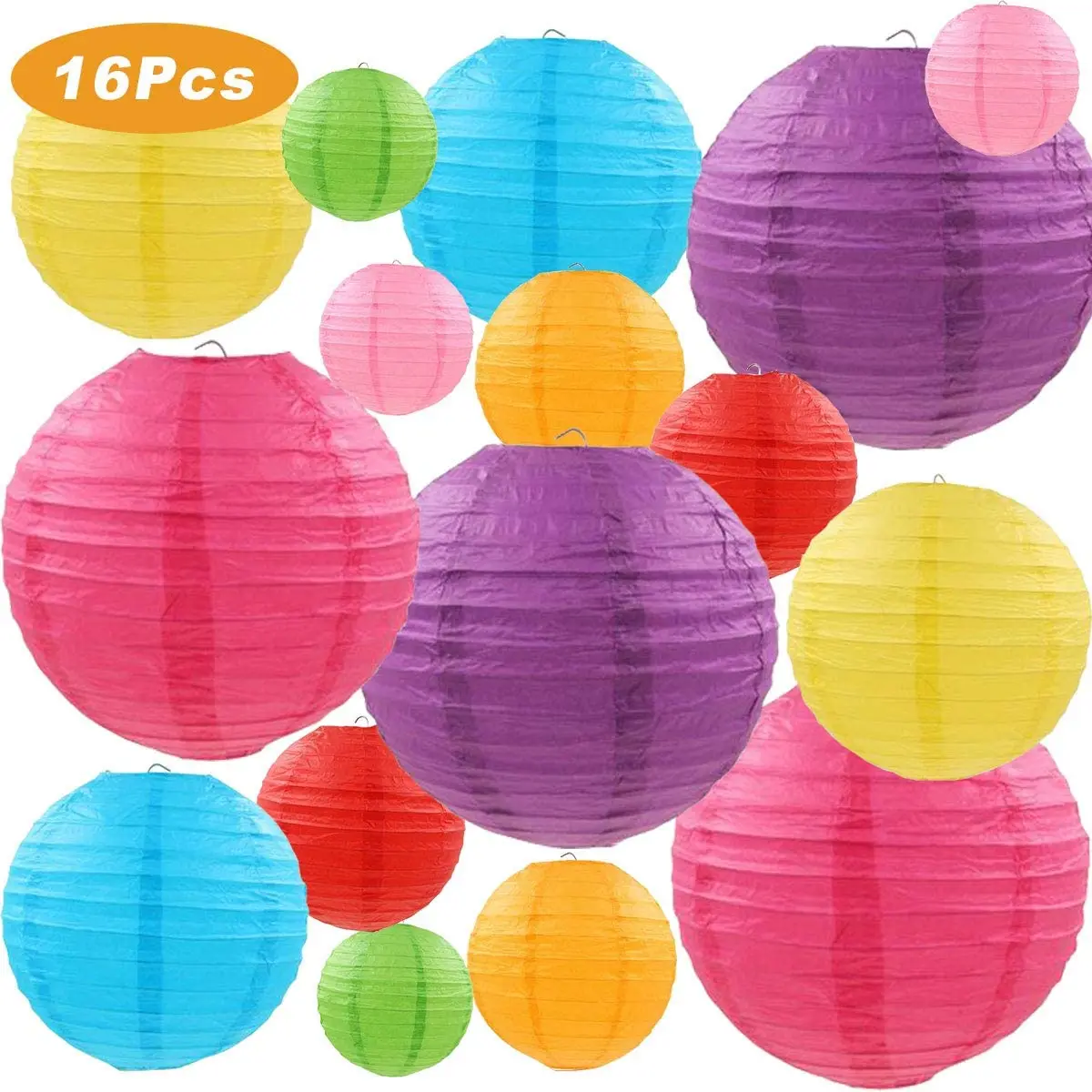 2 Pack Paper Lanterns Japanese and Chinese Style Lamp Shade Plum Flower Dia.16" 