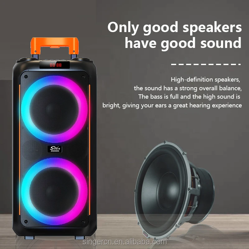 ZQS8263 Dual 8 Inch Woofer Bluetooth Speaker System for Outdoor