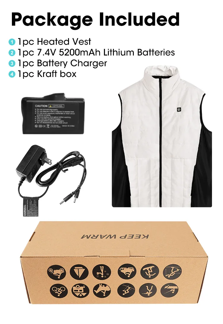 Lightweight Usb Battery Electrically Thermal Vests Body Warmer Three Levels Temperature Control