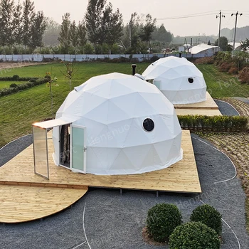 6m Heavy Duty Steel Frame Outdoor Camping Tents Luxury Glamping Prefab Round Hotel Dome House