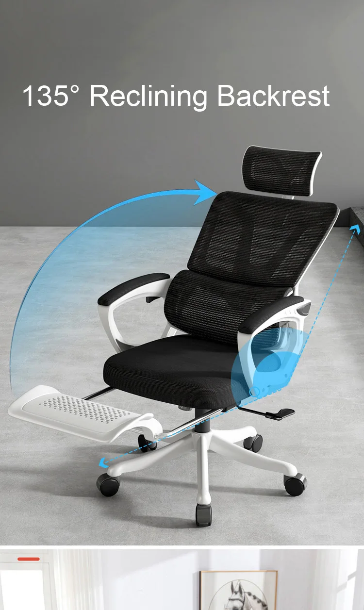 Factory Price Leisure Gaming Office Mesh Chair With Headrest and Footrest Reclining Comfortable Executive Chair